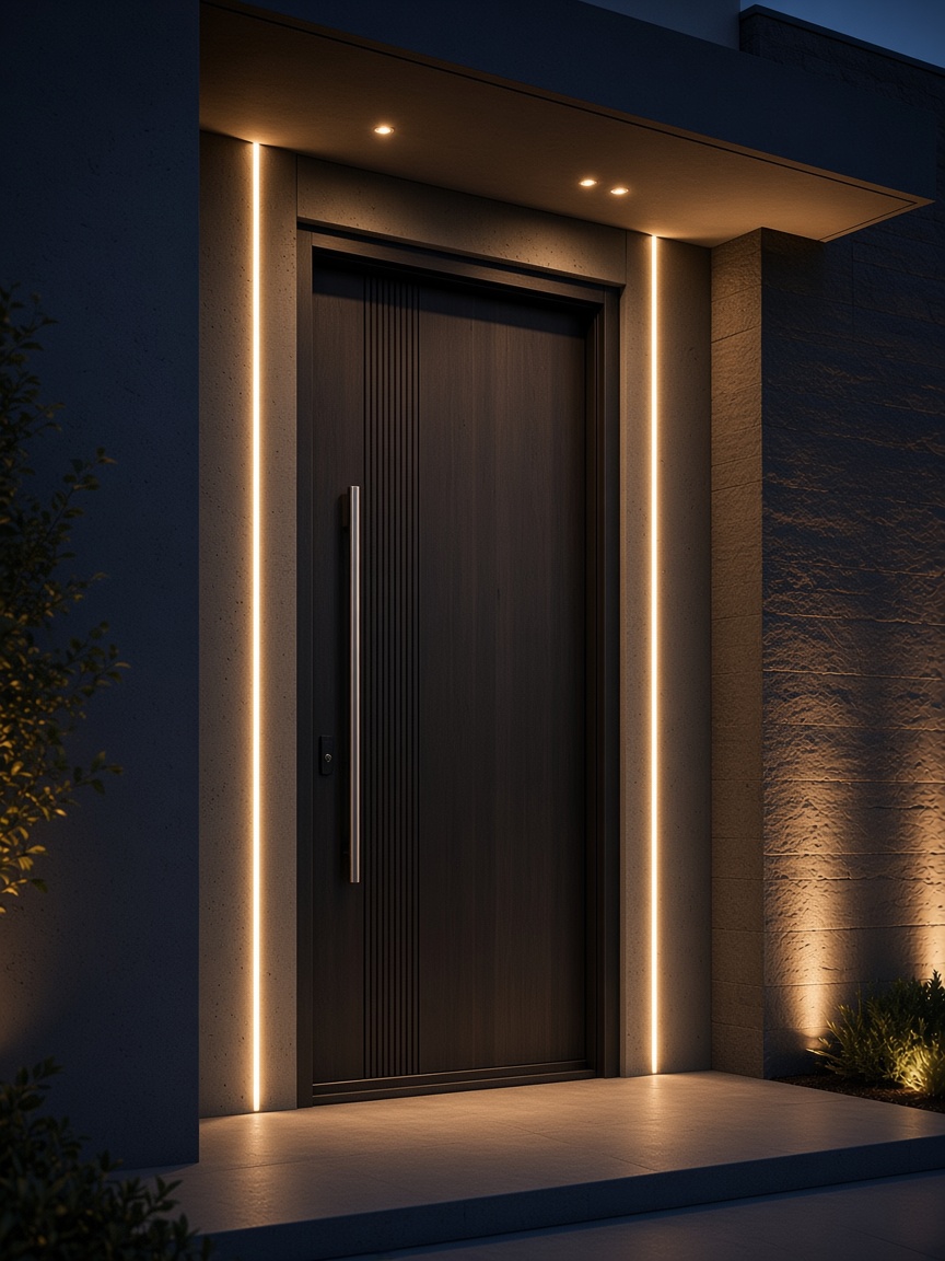 طرح پیشنهادی درب هوشمند مشکی با نور LED